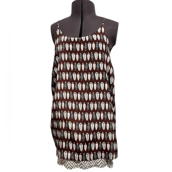 Porridge for Anthropologie Feather Print Layered Split Back Camisole Top Size M - Picture 10 of 14